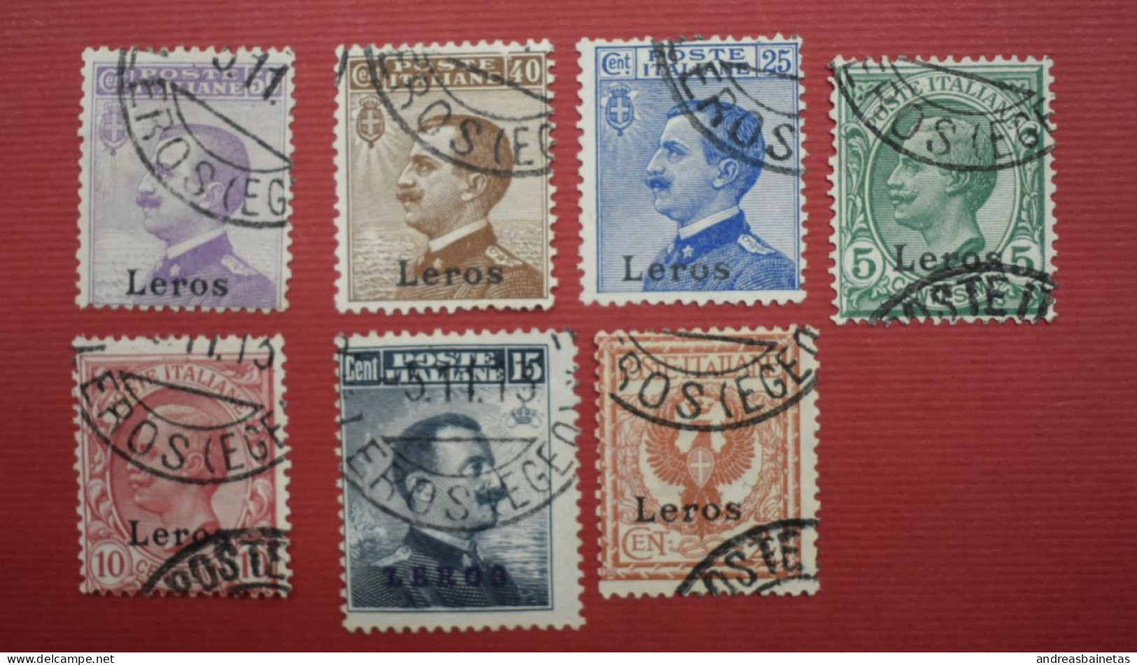 Stamps Greece ITALIAN OCCUPATION - ITALIAN POST  1912 "LEROS" Ovpt Complete Set Of 7 Values Used (Hellas 3VIII/9VIII - Dodecaneso