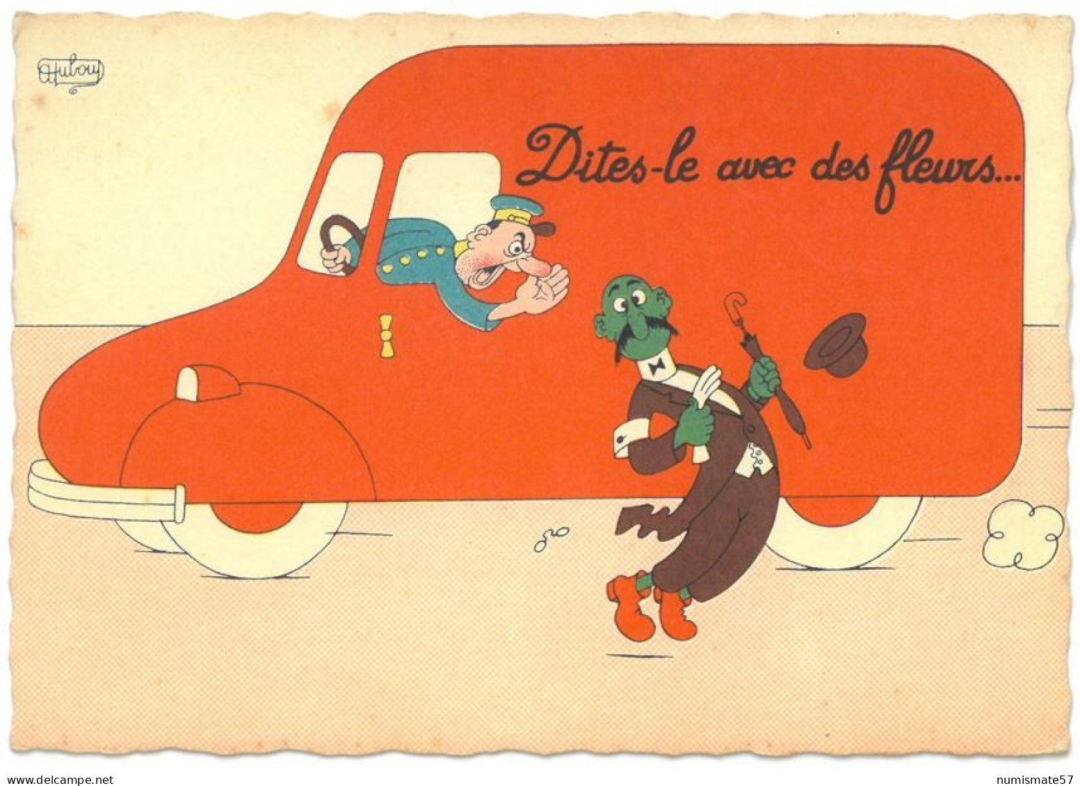 CPSM Dites-le Avec Des Fleurs... - Illustrateur DUBOUT - Ed. Du Moulin - A. Dubout 1958 - Dubout
