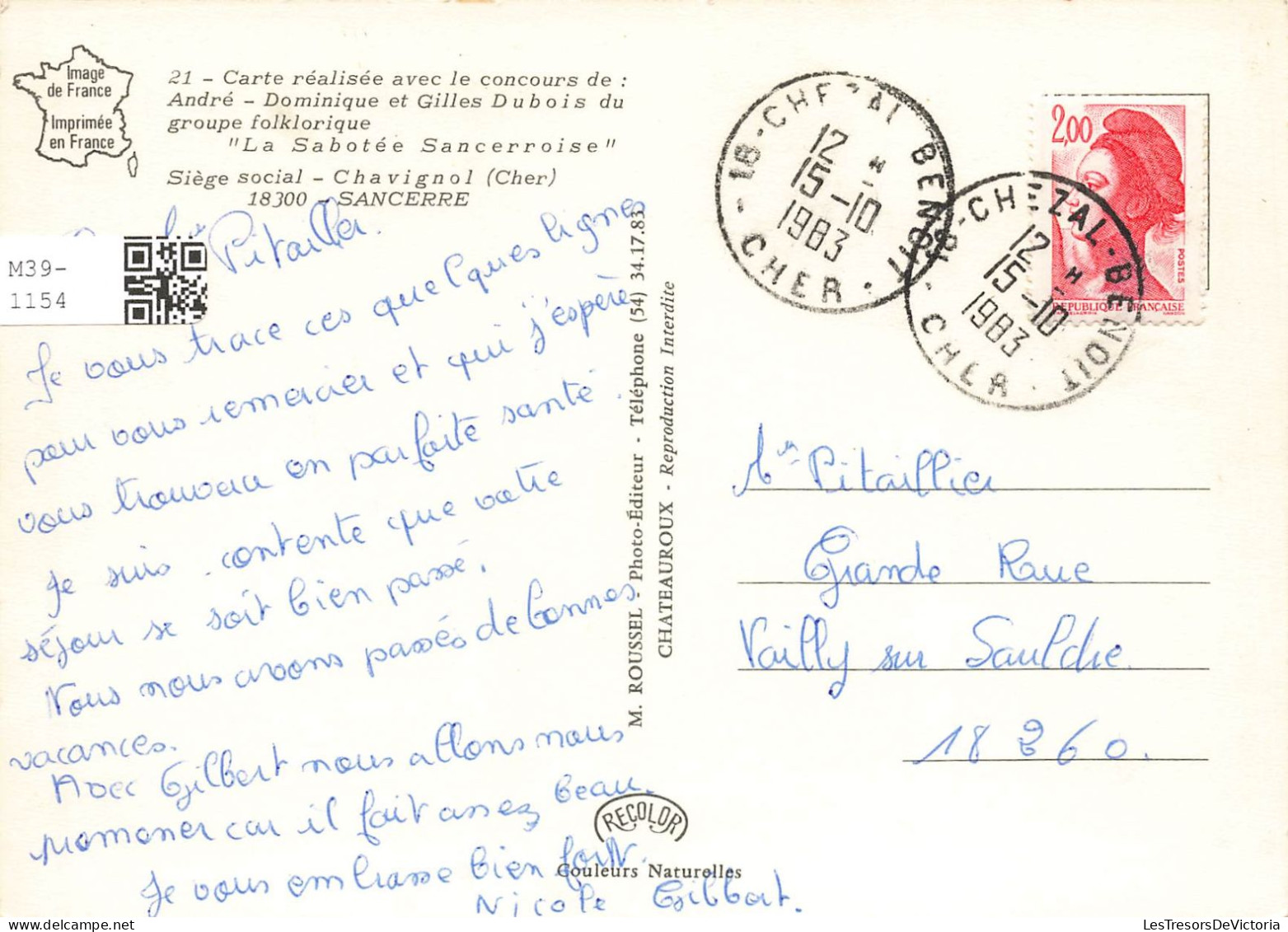 FRANCE - En Berry - Siège Social - Chavignol (Cher) - 18300 Sancerre - Carte Postale - Bourges
