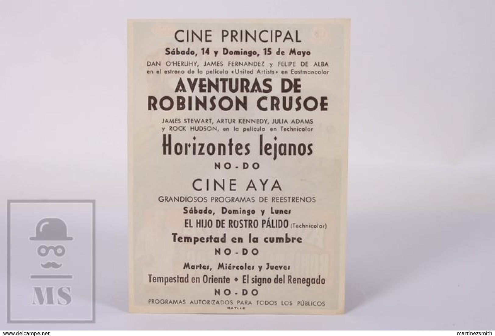 Original 1954 Robinson Crusoe / Movie Advt Brochure - Luis Bunuel - Dan O'Herlihy, Jaime Fernández, Felipe De Alba - Bioscoopreclame