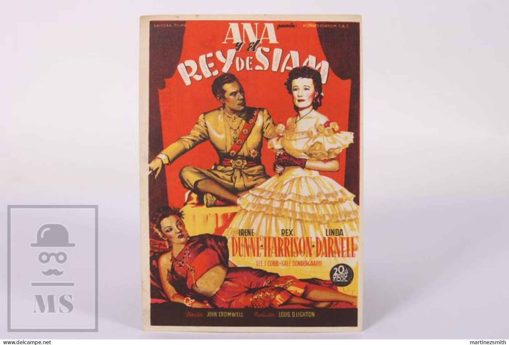 Original 1950 Anna And The King Of Siam / Movie Advt Brochure - Irene Dunne, Rex Harrison, Linda Darnell - 13,5 X 8,5 Cm - Publicité Cinématographique