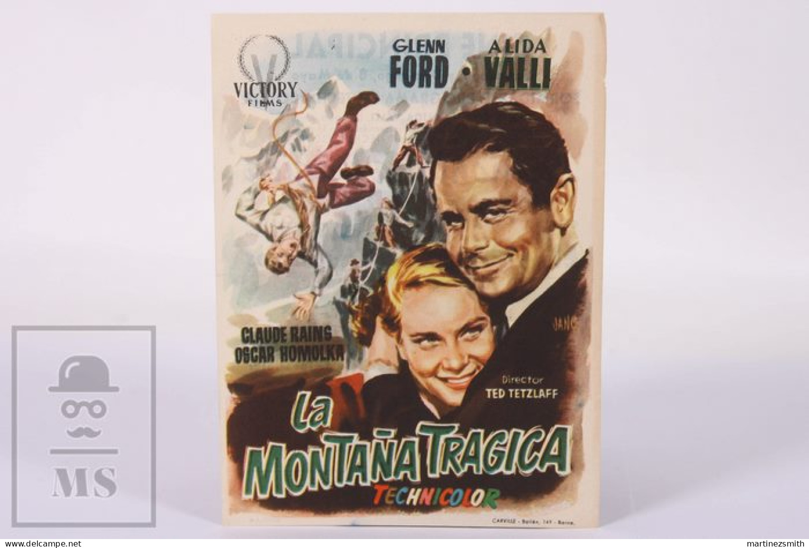 Original 1950's The White Tower / Movie Advt Brochure - Claude Rains, Glenn Ford, Alida Valli - 15 X 11 Cm - Cinema Advertisement