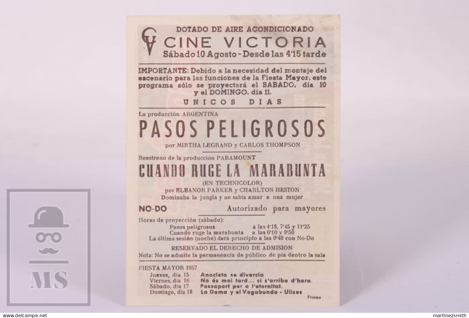 Original 1952 Pasos Peligrosos / Movie Advt Brochure - Luis Cesar Amadori - Mirtha Legrand  - 11,5 X 15,5 Cm - Cinema Advertisement