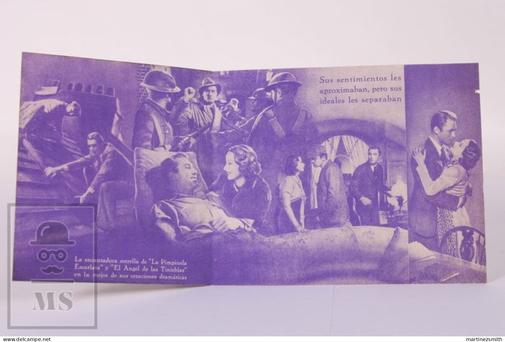 Original 1939 Beloved Enemy / Movie Advt Brochure - Merle Oberon, Brian Aherne Folded 11,2 X 13,5 Cm - Fascist Backside - Publicité Cinématographique