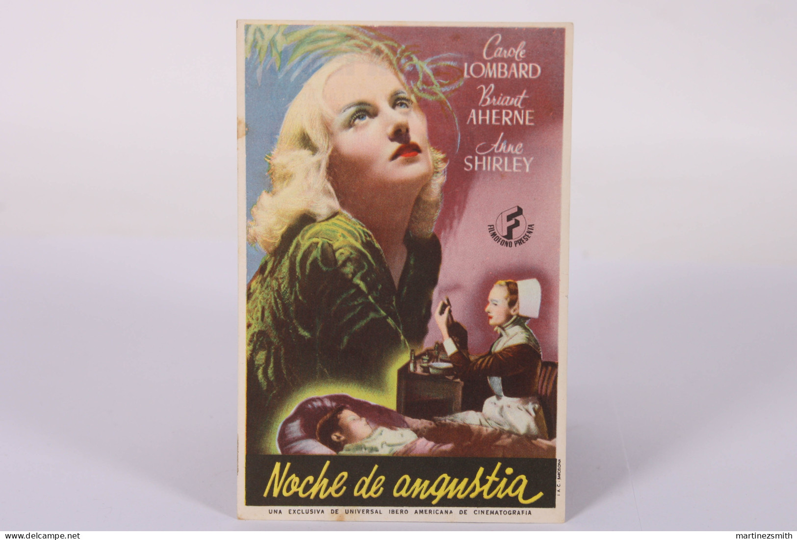 Original 1944 Vigil In The Night / Movie Advt Brochure - Carole Lombard, Anne Shirley, Brian Aherne - 13,5 X 9 Cm - Cinema Advertisement