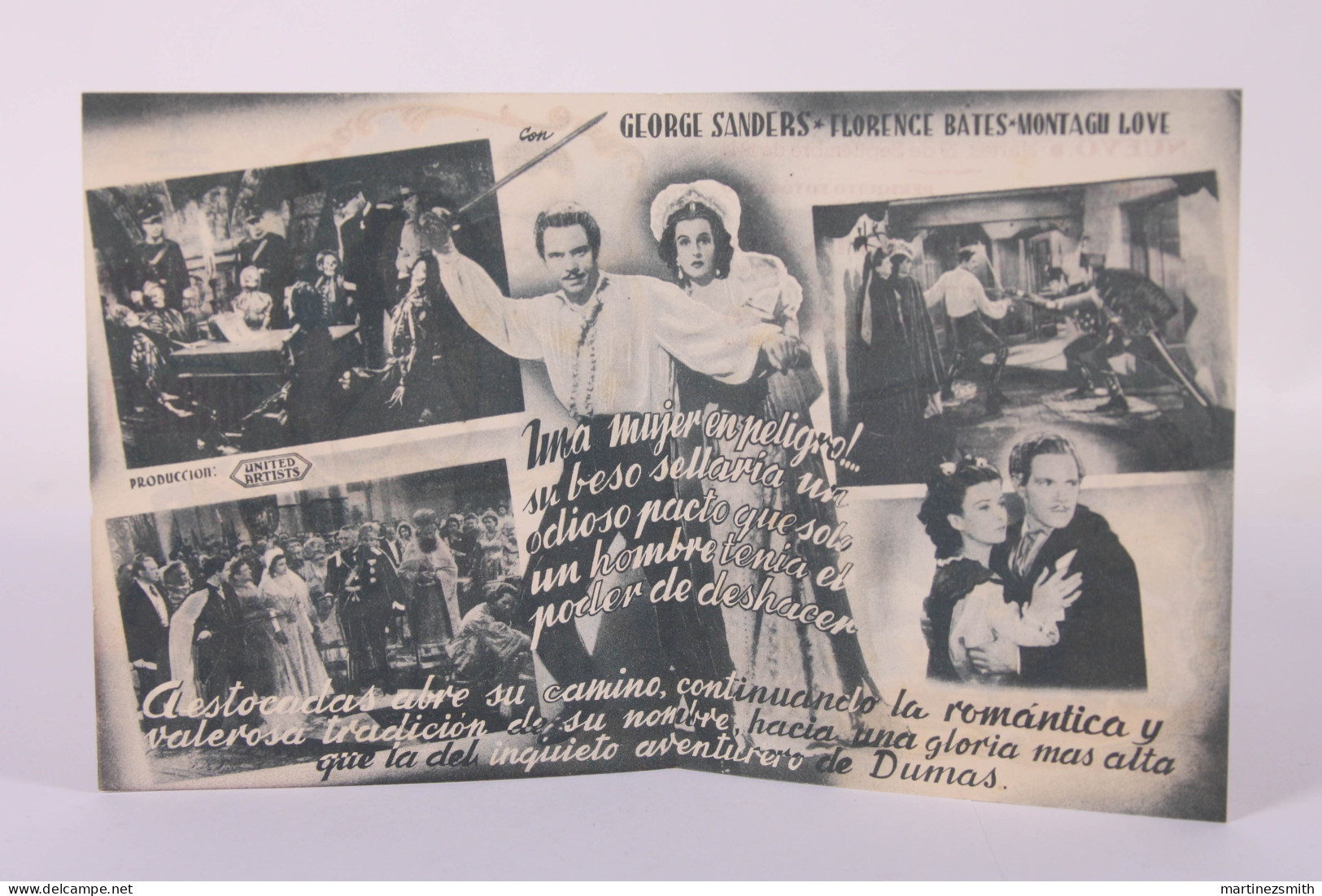 Original 1944 The Son Of Montecristo /Movie Advt Brochure - Louis Hayward, Joan Bennett, George Sanders Folded 12 X 1 Cm - Publicité Cinématographique