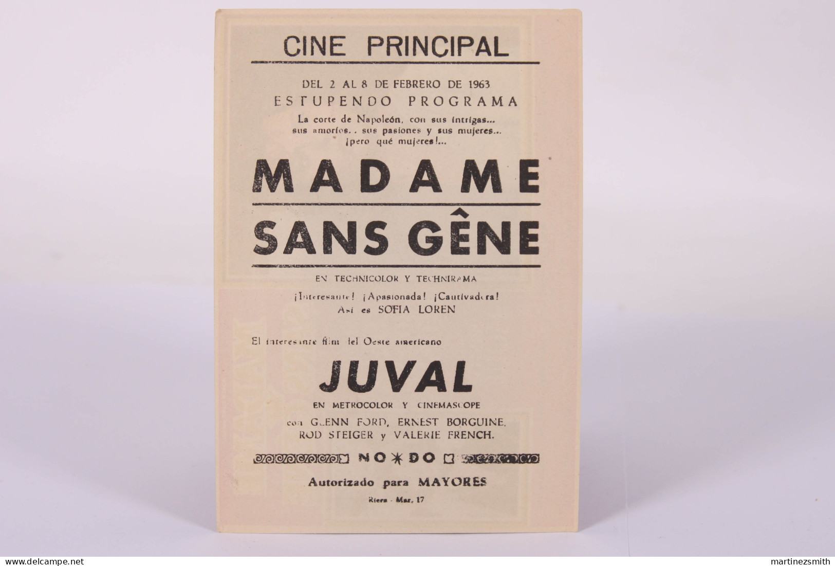 Original 1960's Madame Sans Gêne / Movie Advt Brochure - Christian-Jaque, Sofia Loren, R. Hossein -10,5 X 15 Cm - Publicité Cinématographique