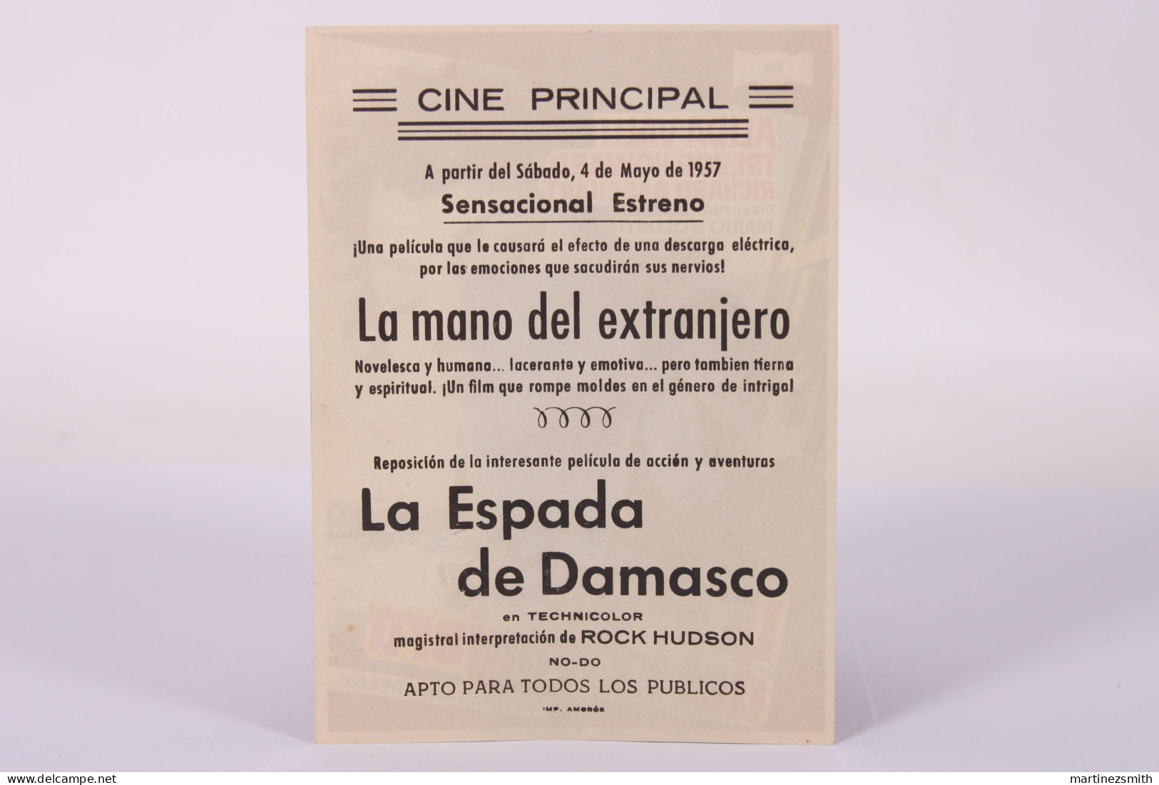 Original 1950's La Mano Dello Straniero / Movie Advt Brochure - Mario Soldati, Alida Valli, Revor Howard -15 X 11 Cm - Pubblicitari