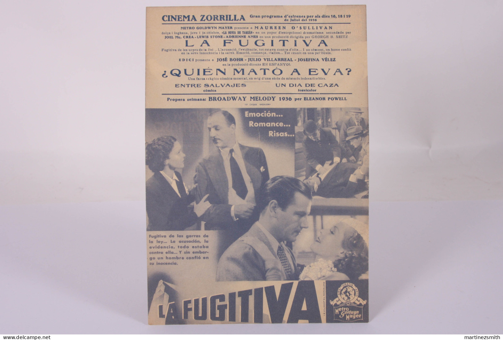 Original 1940's Woman Wanted / Movie Advt Brochure - Maureen O'Sullivan, Joel McCrea - Folded 12,5 X 15,5 Cm - Publicité Cinématographique