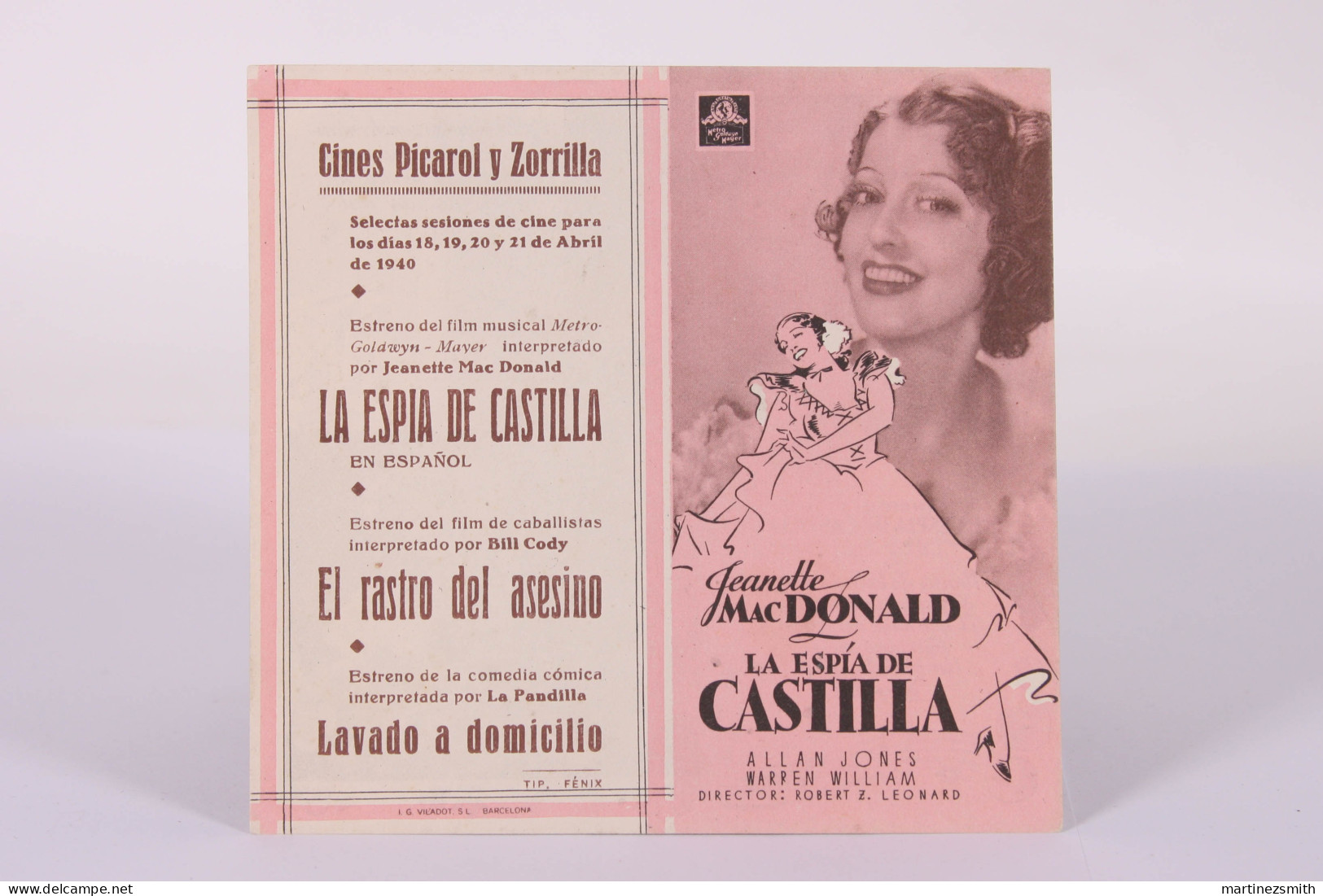 Original 1940's The Firefly / Movie Advt Brochure - Jeanette MacDonald, Allan Jones, Warren William - 11,5 X 11 Cm - Pubblicitari