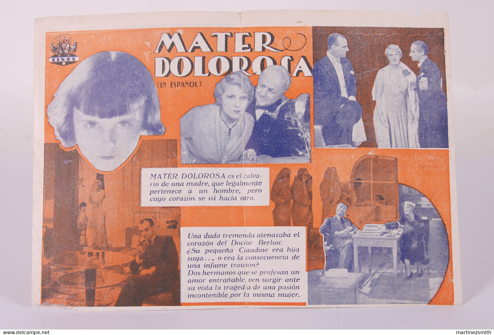 Original 1930's Mater Doloros / Movie Advt Brochure - Abel Gance - Antonin Artaud, Wanda Barcella Folded 17 X 12 Cm - Cinema Advertisement