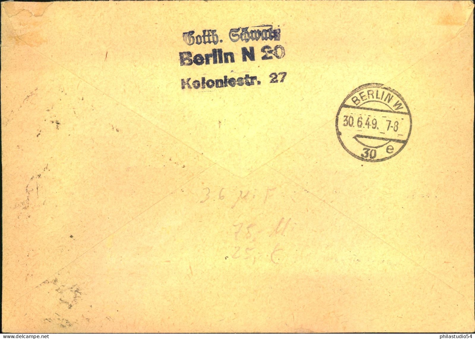 1949, Ortseinschreiben Ab BERLIN 20 Mit 3-mal 16 Pf. Stephan Und 2-mal 1 Pf. Bauten - Brieven En Documenten
