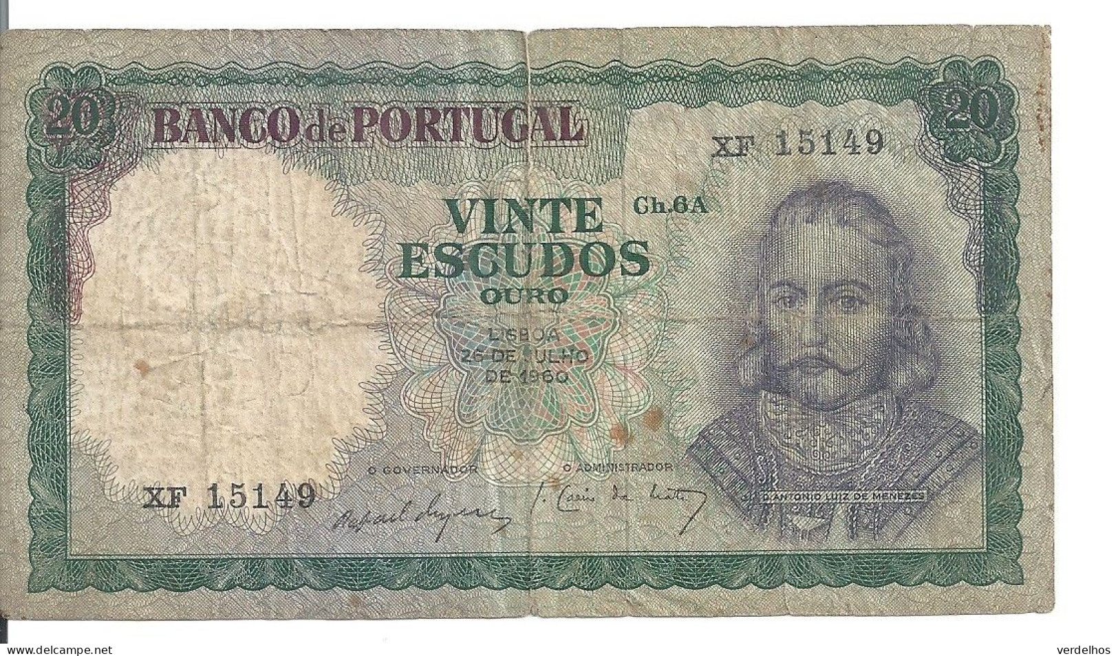 PORTUGAL 20 ESCUDOS 1960 VG+ P 163 - Portogallo