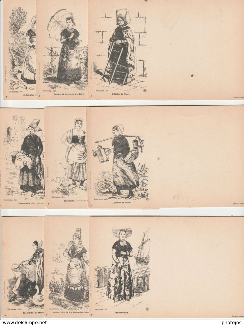 CPA Précurseurs RARE Série Complète De 30 Cartes Ill Escudier Costumes Et Scènes Deux Sèvres (79) Vendée (85) - Colecciones Y Lotes