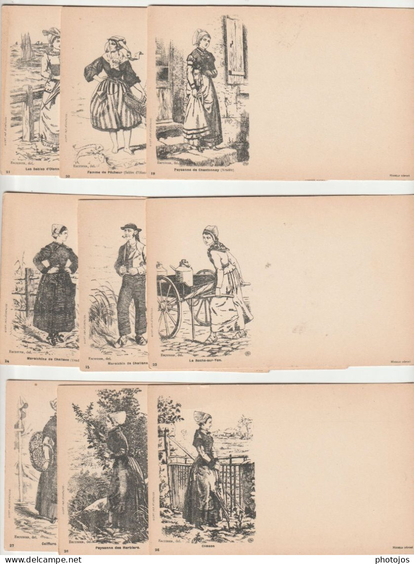 CPA Précurseurs RARE Série Complète De 30 Cartes Ill Escudier Costumes Et Scènes Deux Sèvres (79) Vendée (85) - Colecciones Y Lotes