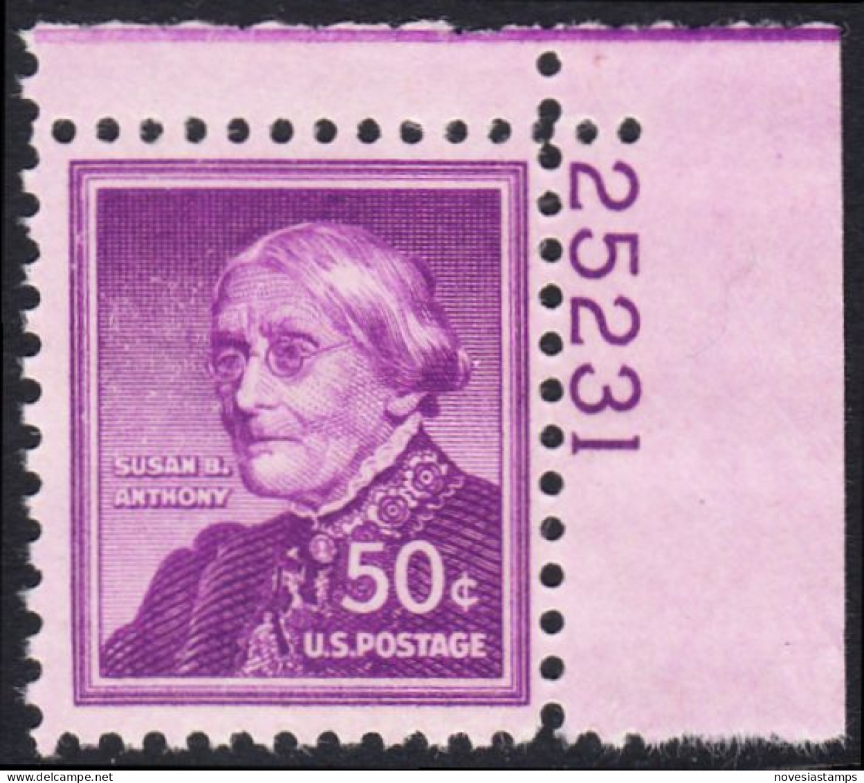 !a! USA Sc# 1051 MNH SINGLE From Upper Right Corner W/ Plate-# (25231) - Liberty Issue: Susan B. Anthony - Ungebraucht