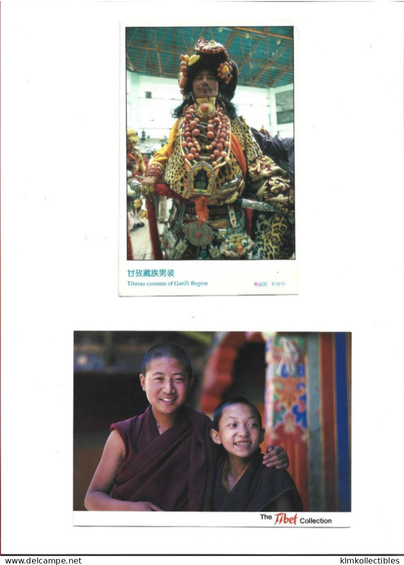 TIBET CHINA - LOT OF 2 POSTCARDS - TYPES ET SCENES ETHNIC ETHNIQUE COSTUMES NATIONALES - Tibet