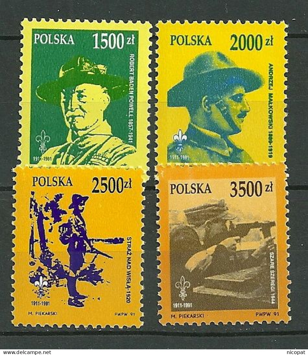 POLAND MNH ** 3159-3162 SCOUT ANNIVERSAIRE DE LA FONDATION DU SCOUTISME - Nuevos