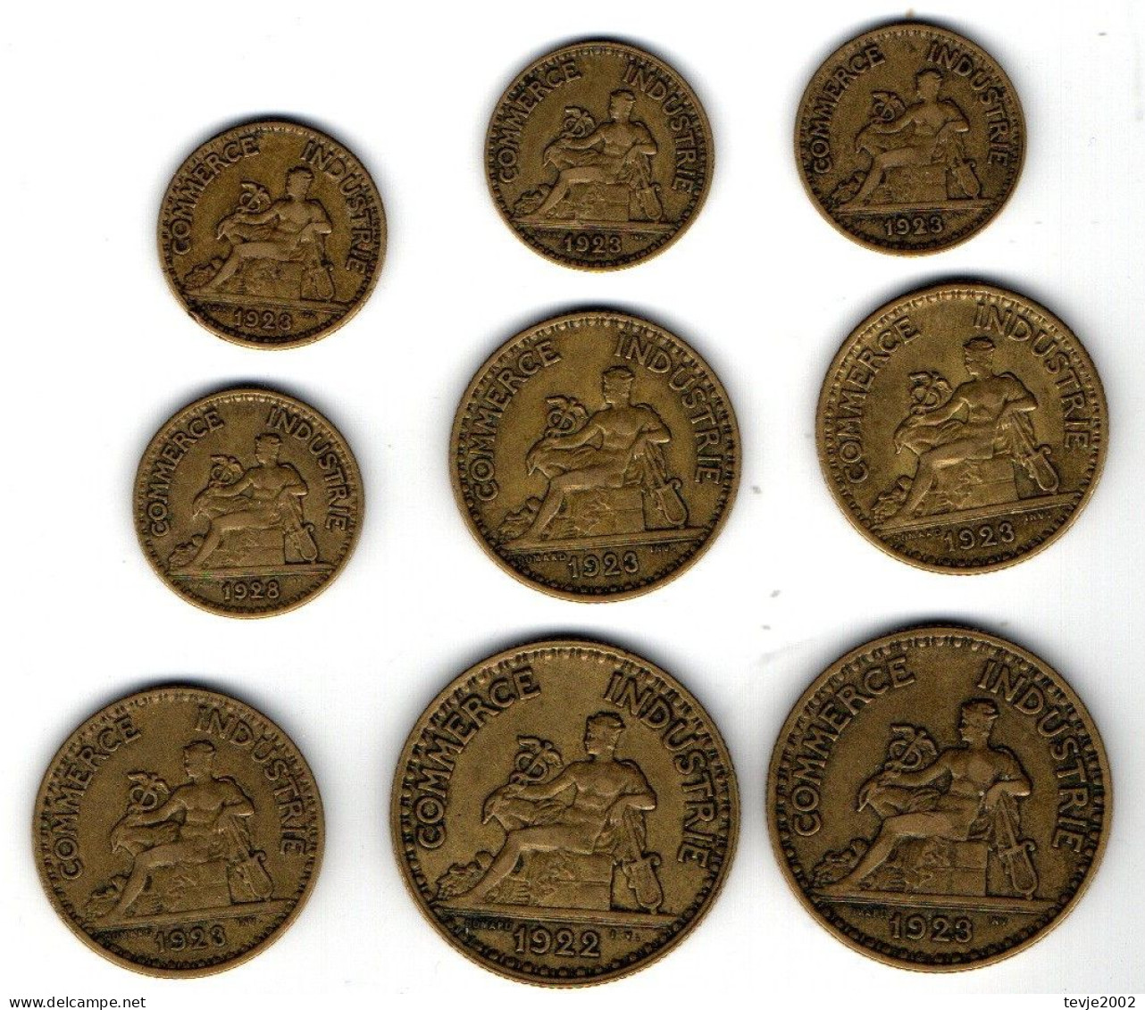 Frankreich France - 9 Münzen Chambre De Commerce 1922 - 1928 - Gebraucht Used - Sammlungen