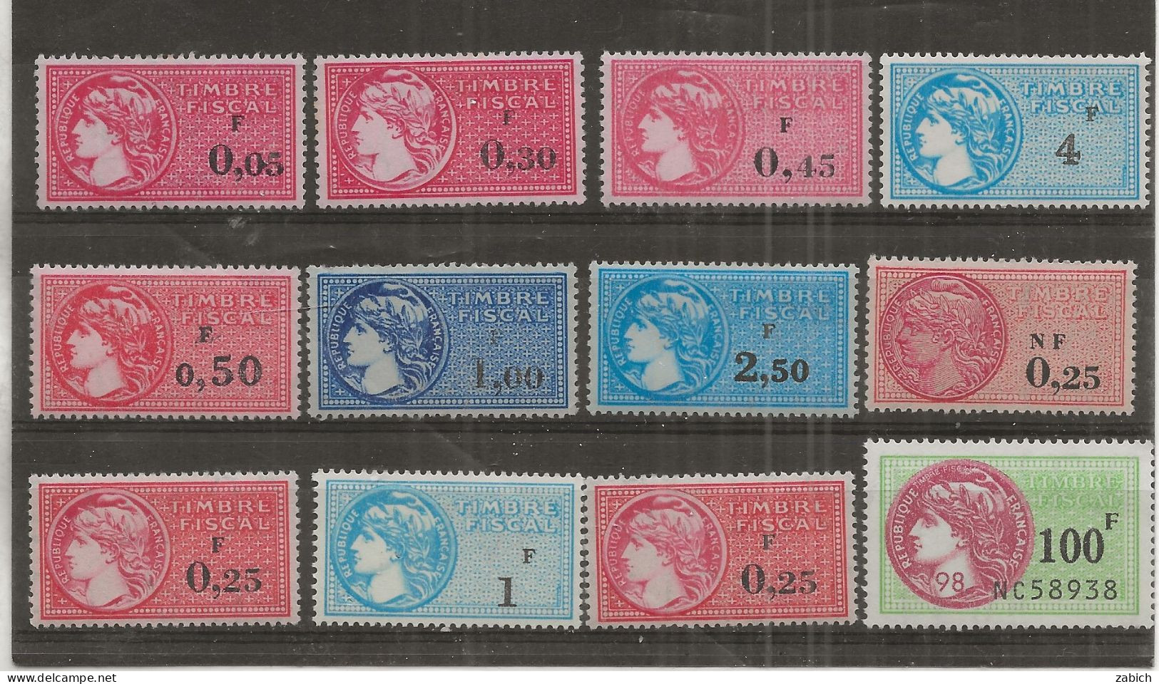 TIMBRES FISCAUX DE FRANCE SERIE UNIFIEE 12  TIMBRES NEUFS (**) - Other & Unclassified