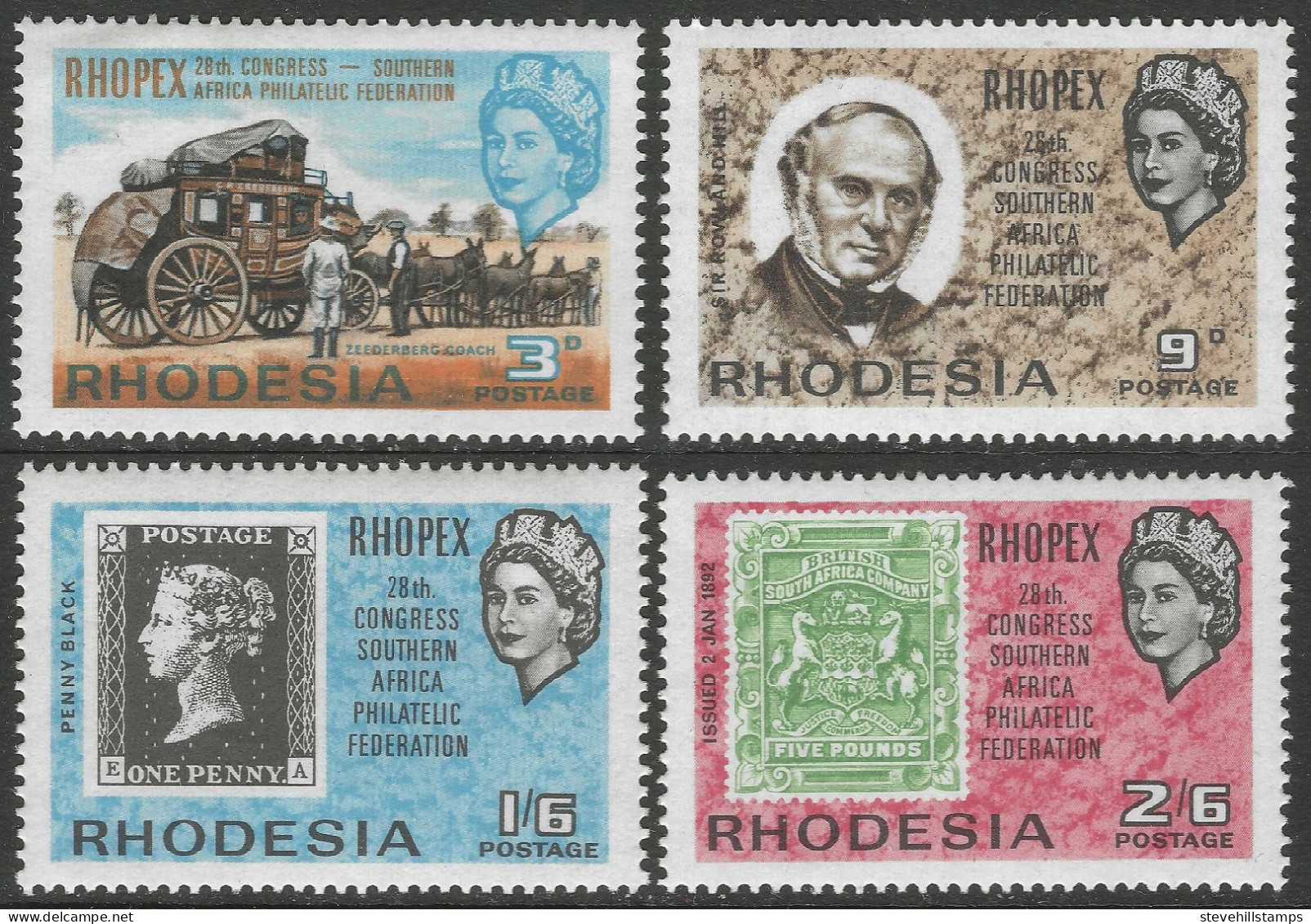 Rhodesia. 1966 28th Congress Of Southern Africa Philatelic Federation (RHOPEX). MH Complete Set. SG 388-391 - Rhodésie (1964-1980)