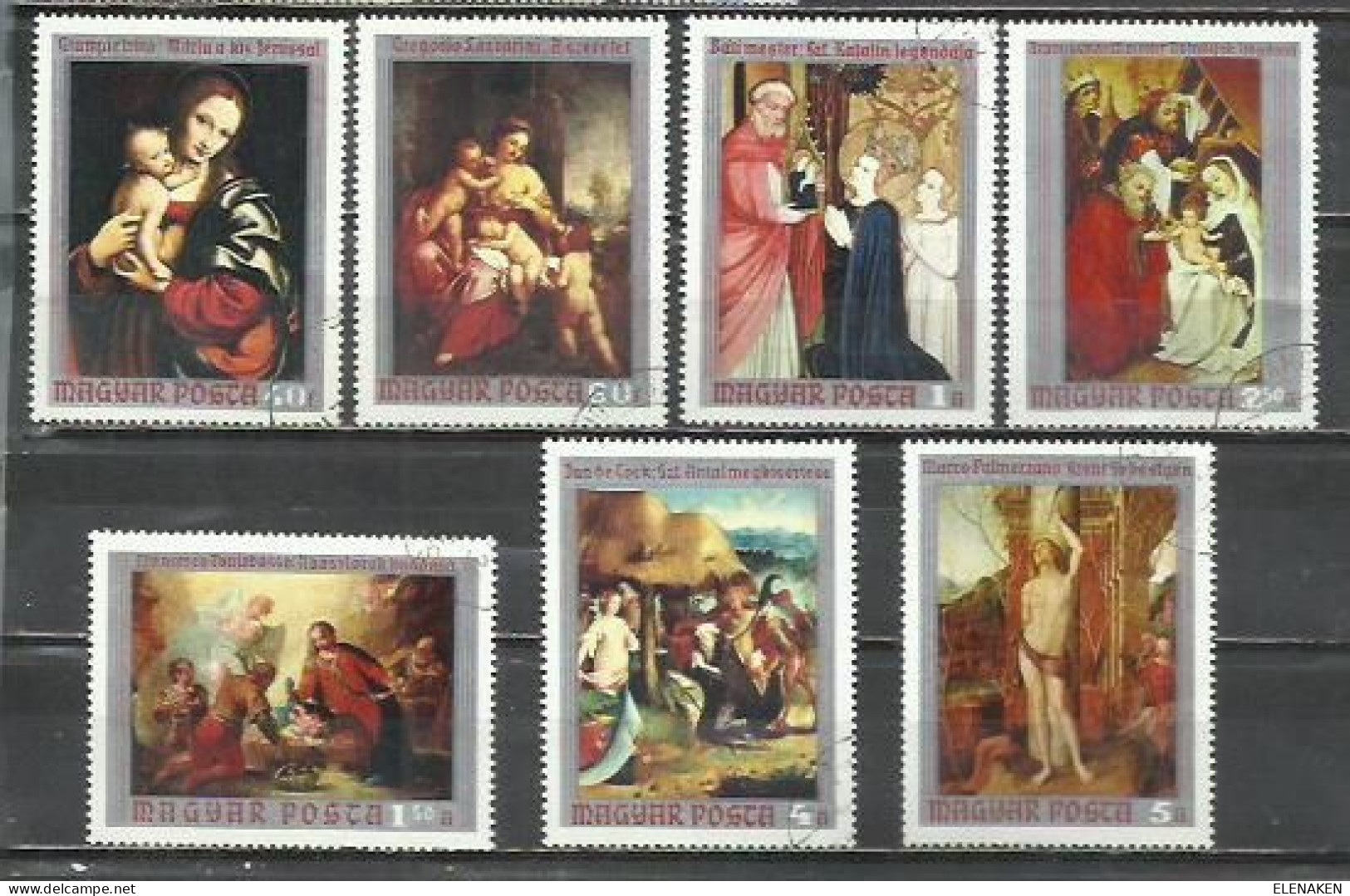 7543-SELLOS SERIE COMPLETA ARTE PINTURAS RELIGIÓN HUNGRIA AÑO 1970 Nº 2136/2142 PINTORES - Religión