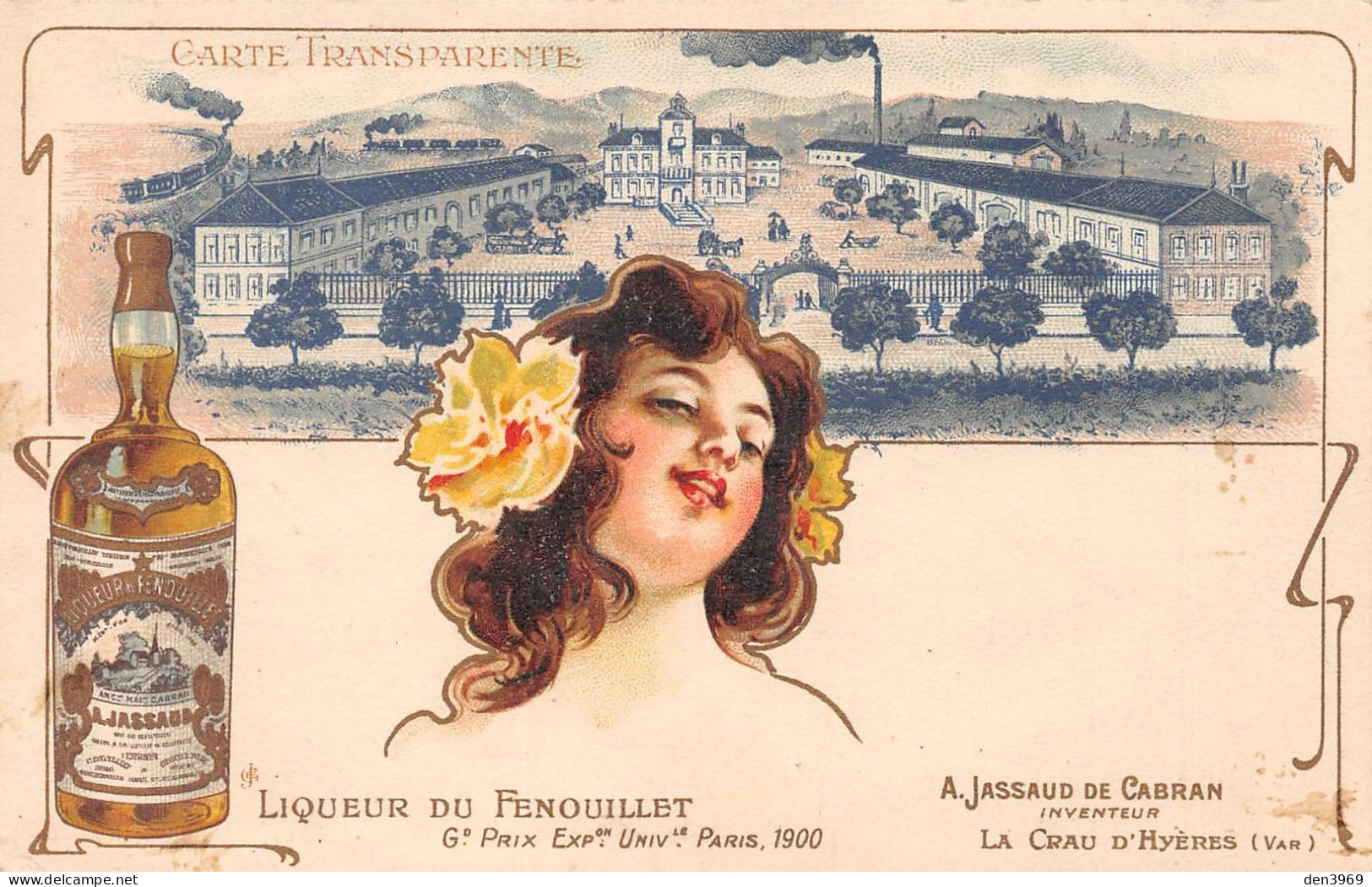 La CRAU D'Hyères (Var) - Liqueur Du Fenouillet, A. Jassaud De Cabran - Femme, Pin-up, Lithographie Art Nouveau - La Crau