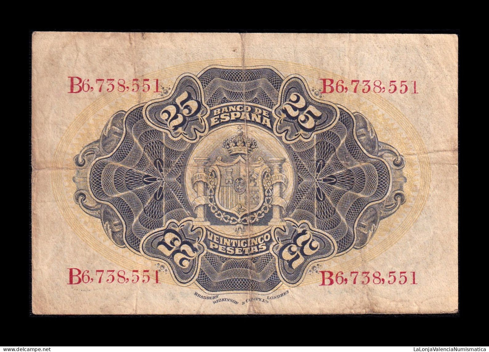 España Spain 25 Pesetas 1906 Pick 57 Serie B Mbc Vf - 1-2-5-25 Pesetas