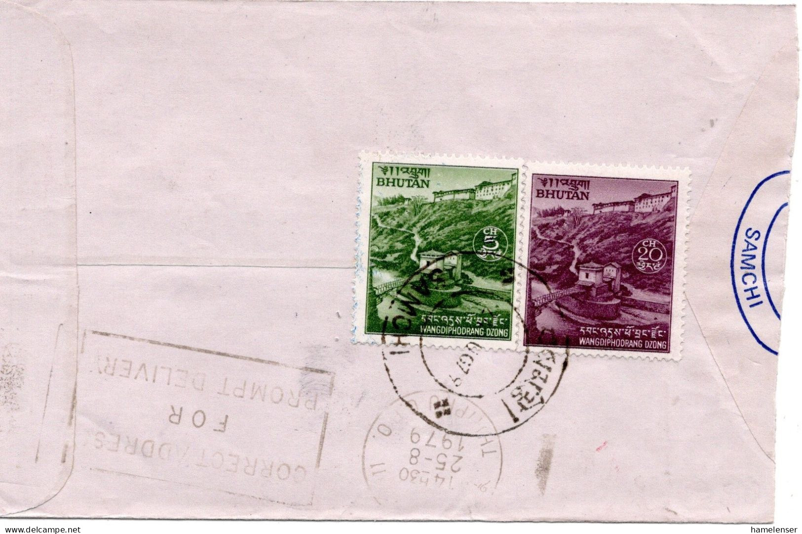 74833 - Bhutan - 1979 - 20Ch Landschaft MiF A Bf (li Oeffnungsmgl) SAMCHI -> THIMPHU - Bhutan