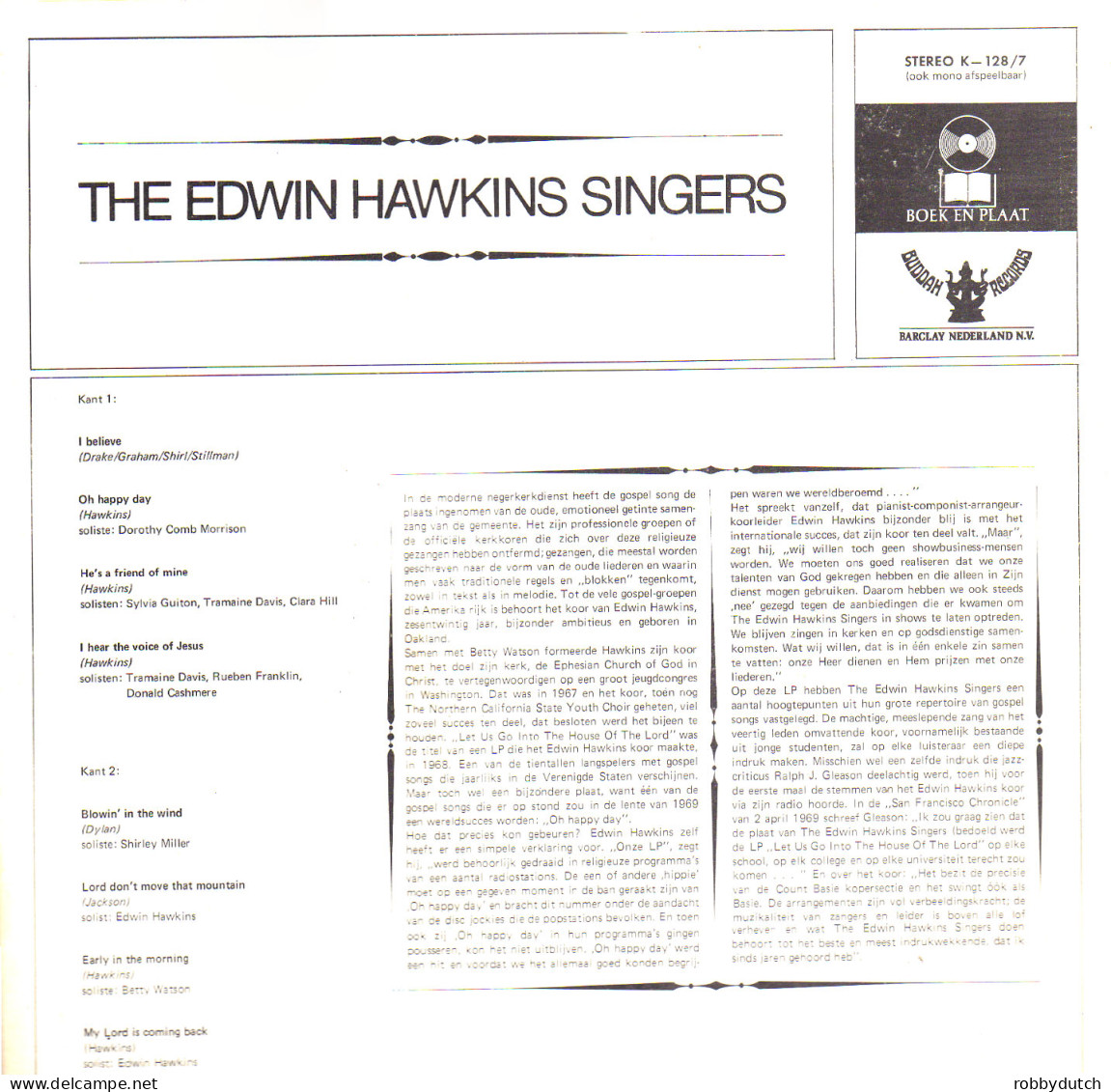 * LP *  EDWIN HAWKINS SINGERS - SAME (Holland 1970) - Gospel En Religie