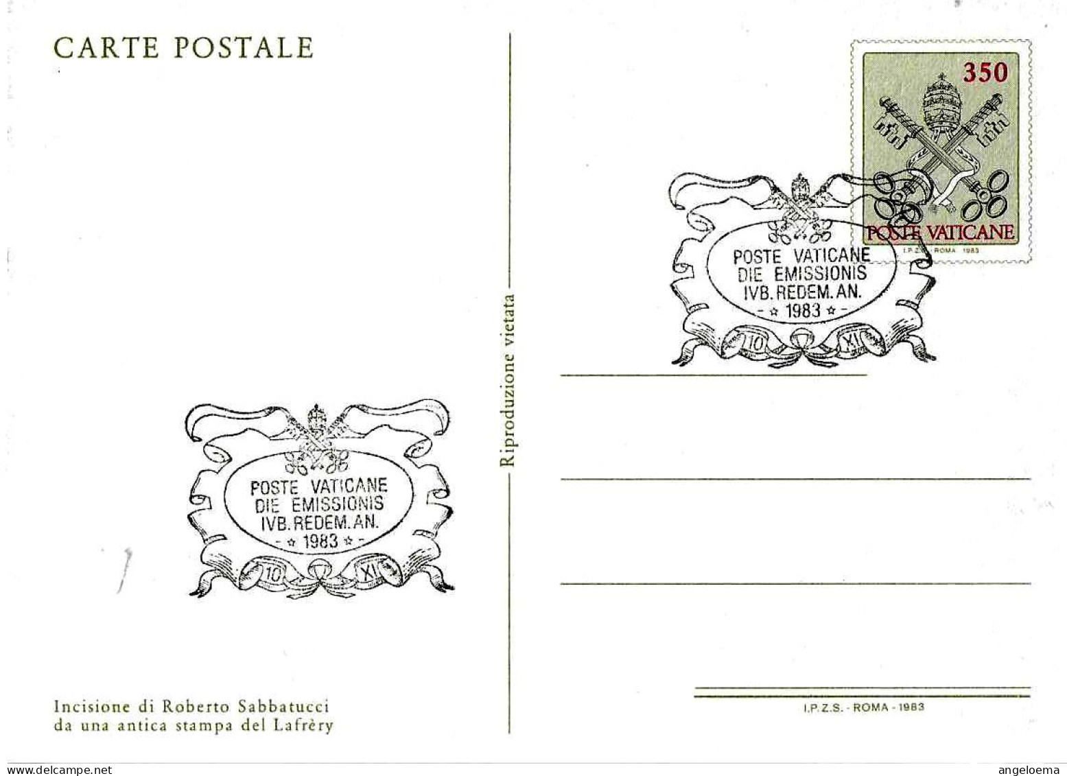 VATICANO - 1983 Cattedrali Incisioni (veduta Con S.Giovanni Laterano) Su Cartolina Post. CP £.300 Con Annullo Fdc - 1447 - Cristianismo