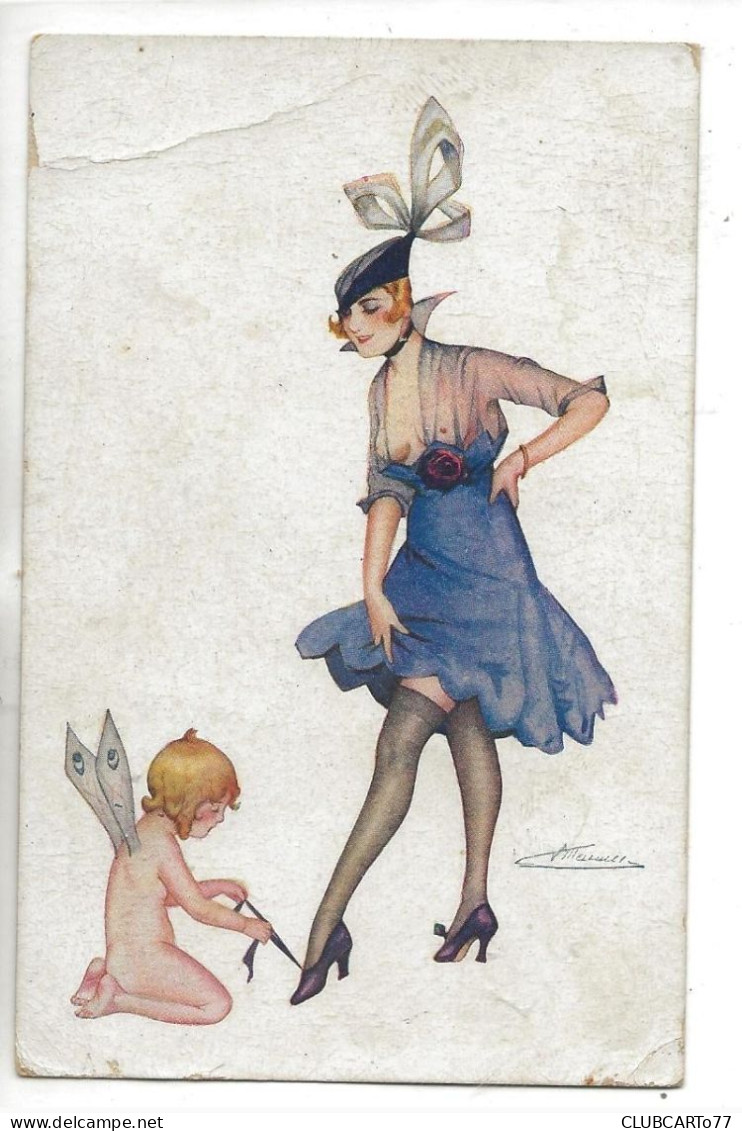 Meunier Suzanne (Illustrateur) : GP D'un Ange Fainsant Le Lacet D'une Parisienne Aux Seins Visibles  En 1930 (animée) PF - Meunier, S.