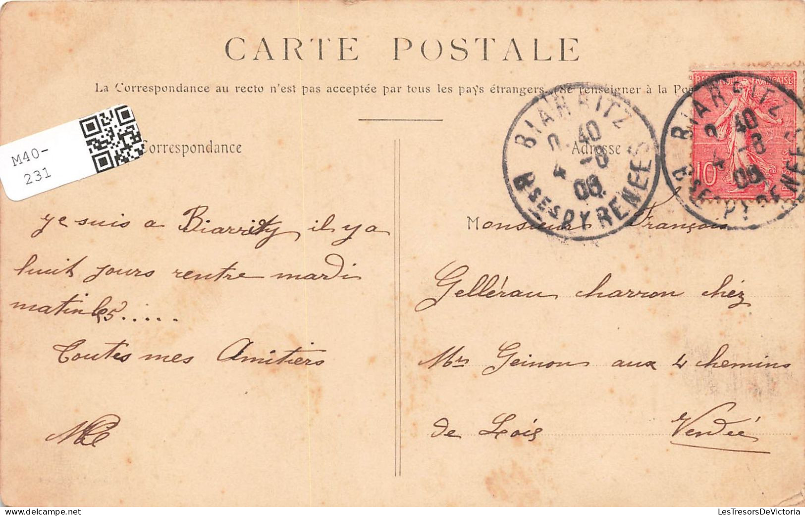 FRANCE - Biarritz Pittoresque - L'Atalaye à Vol D'Oiseau  - Carte Postale Ancienne - Biarritz