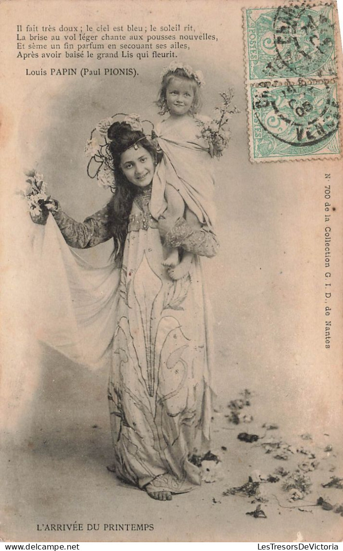 FANTAISIE - Femme - L'Arrivée Du Printemps - Louis Papin - Jeune Femme Avec Une Fillette - Carte Postale Ancienne - Frauen