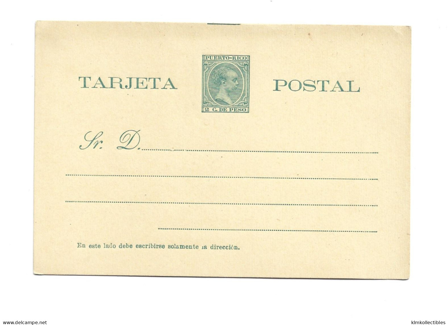 SPAIN ESPANA - COLONIES - PUERTO RICO - UNUSED POSTAL STATIONERY - Puerto Rico