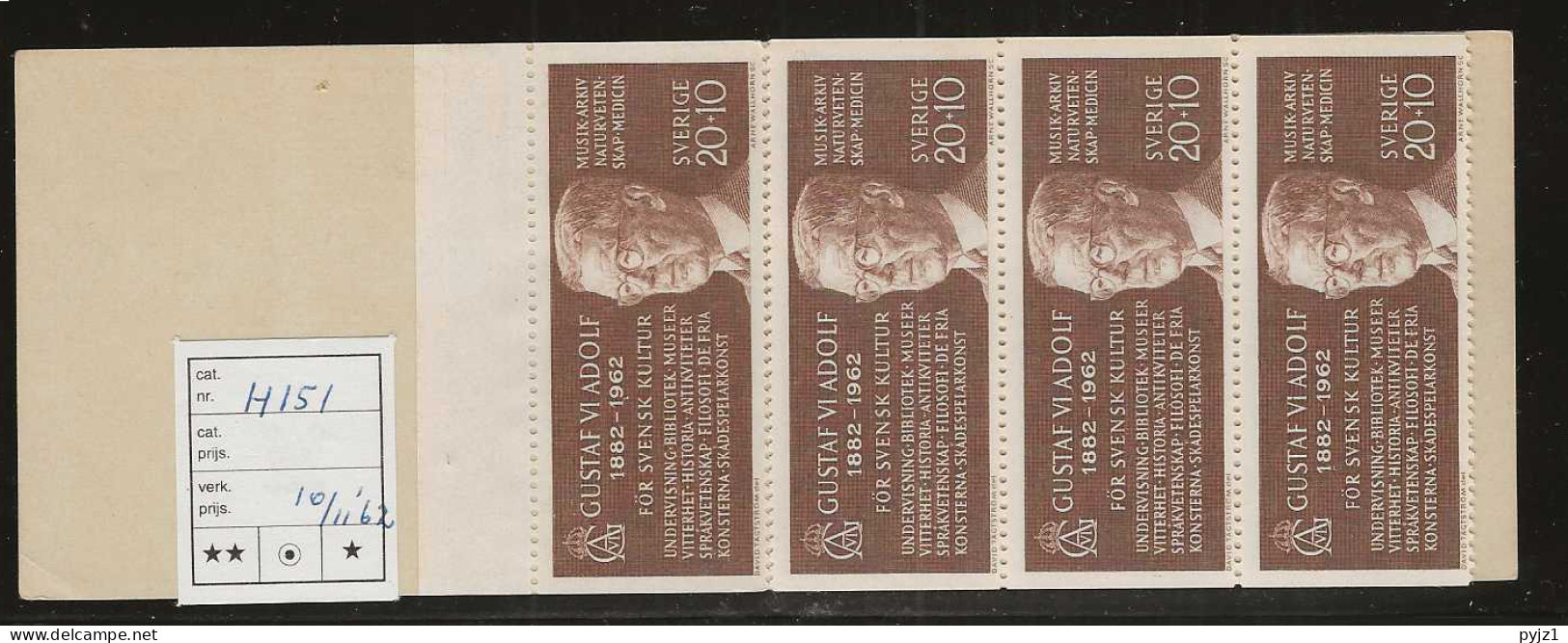 1962 MNH Sweden Booklet Facit H151 Postfris** - 1951-80