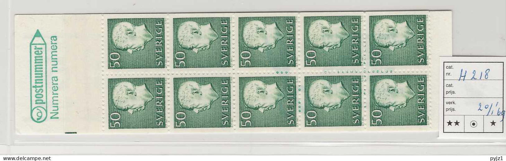 1969 MNH Sweden Booklet Facit H218  Postfris** - 1951-80