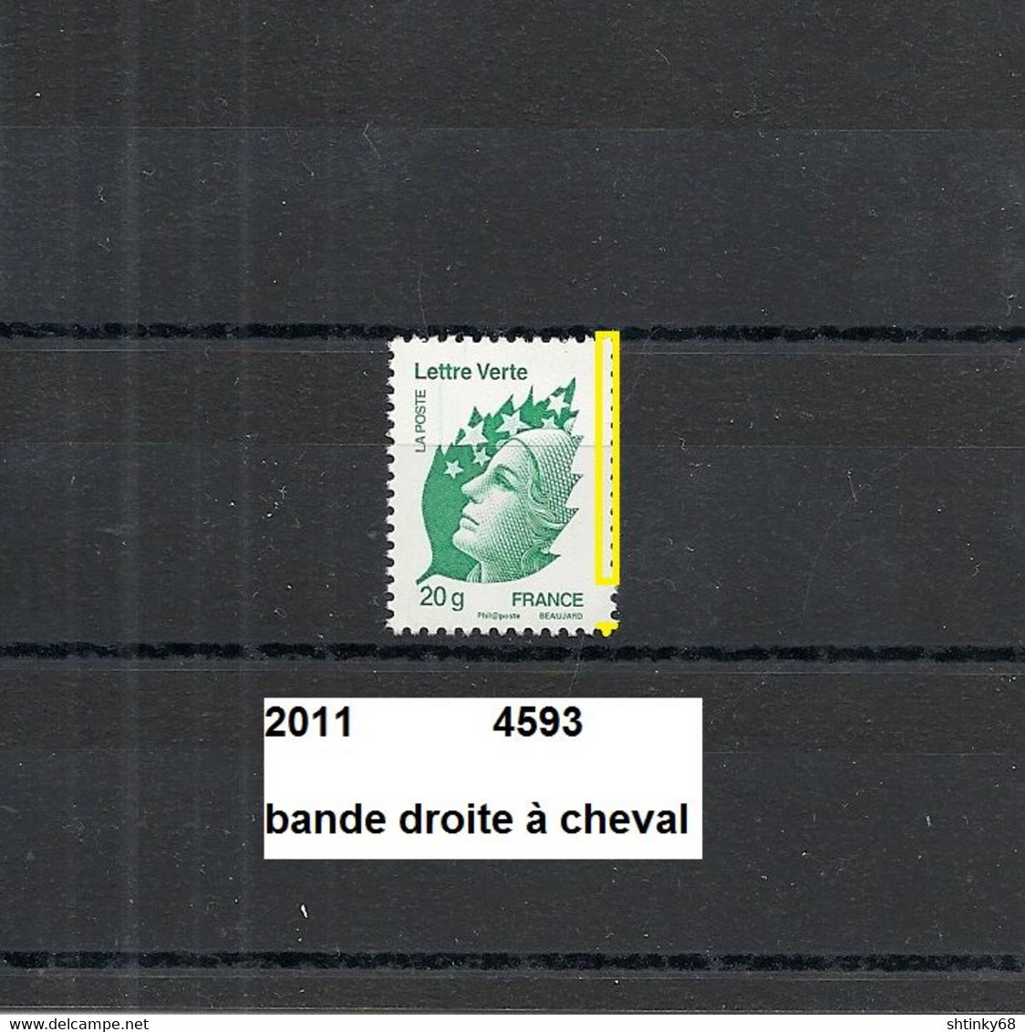Variété De 2011 Neuf** Y&T N° 4593 Bande Droite à Cheval - Unused Stamps