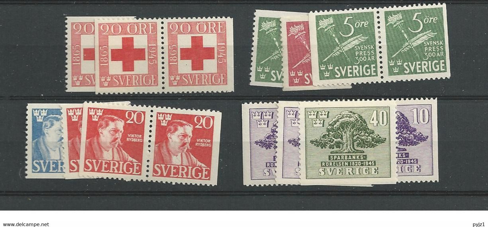 1945 MNH Sweden, Year Complete According To Michel, Postfris** - Años Completos