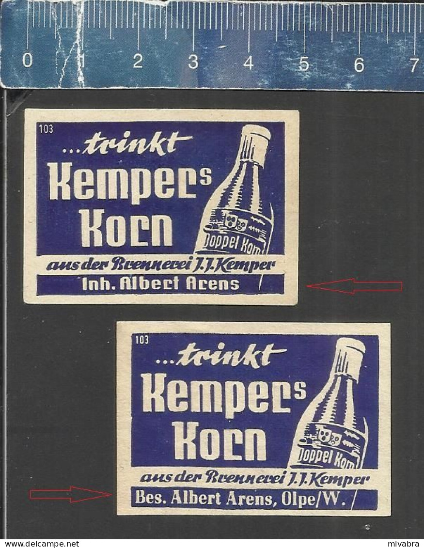 TRINKT KEMPER'S KORN - OLPE - ALTES DEUTSCHES STREICHHOLZ ETIKETTEN - OLD MATCHBOX LABELS GERMANY - Boites D'allumettes - Etiquettes