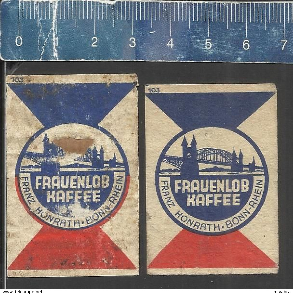 FRAUENLOß KAFFEE BONN A. RHEIN-  ALTES DEUTSCHES STREICHHOLZ ETIKETTEN - OLD MATCHBOX LABELS GERMANY - Boites D'allumettes - Etiquettes