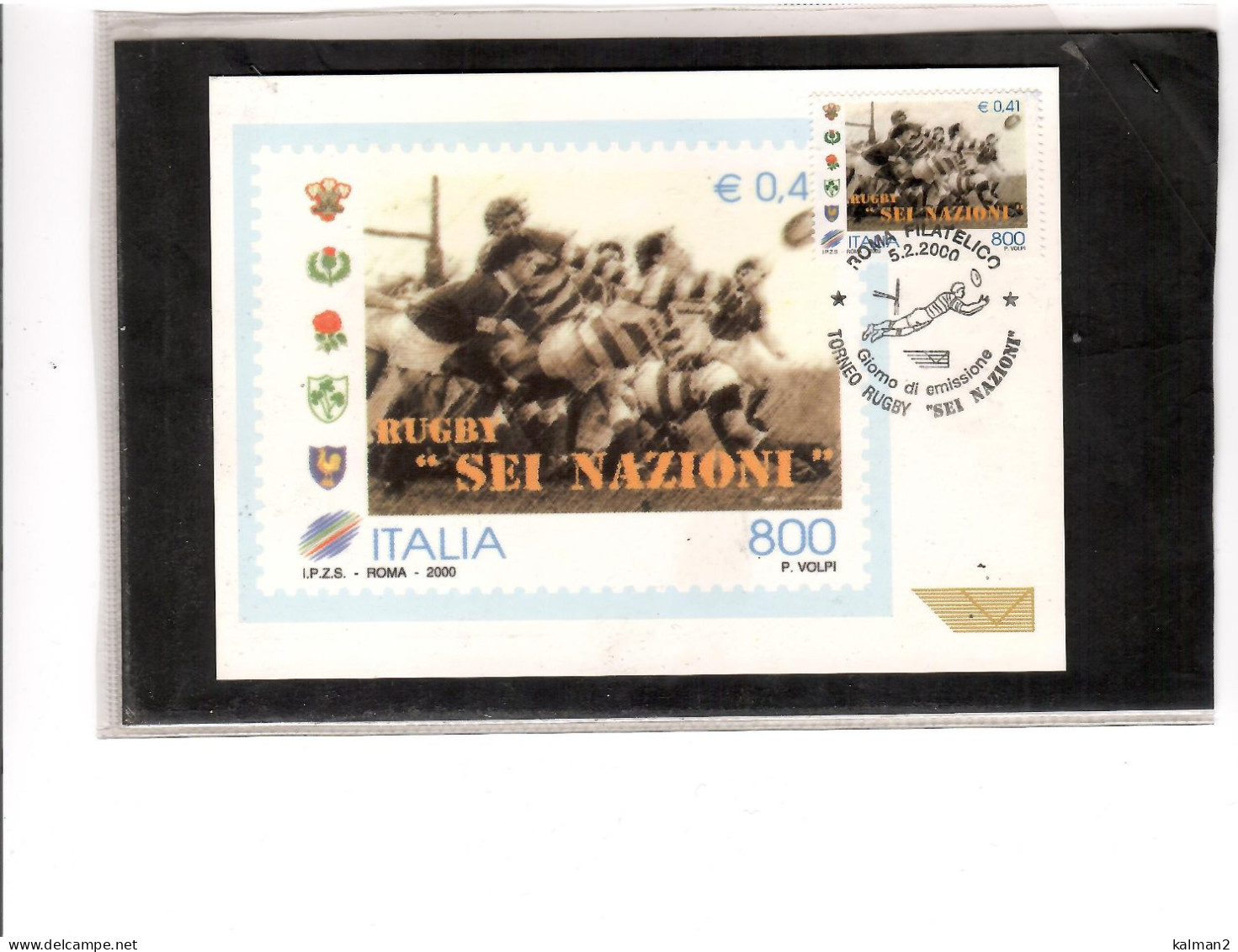 TEM19687  -  ROMA  5.2.2000  /  FDC  TORNEO RUGBY  "  SEI NAZIONI " - Rugby