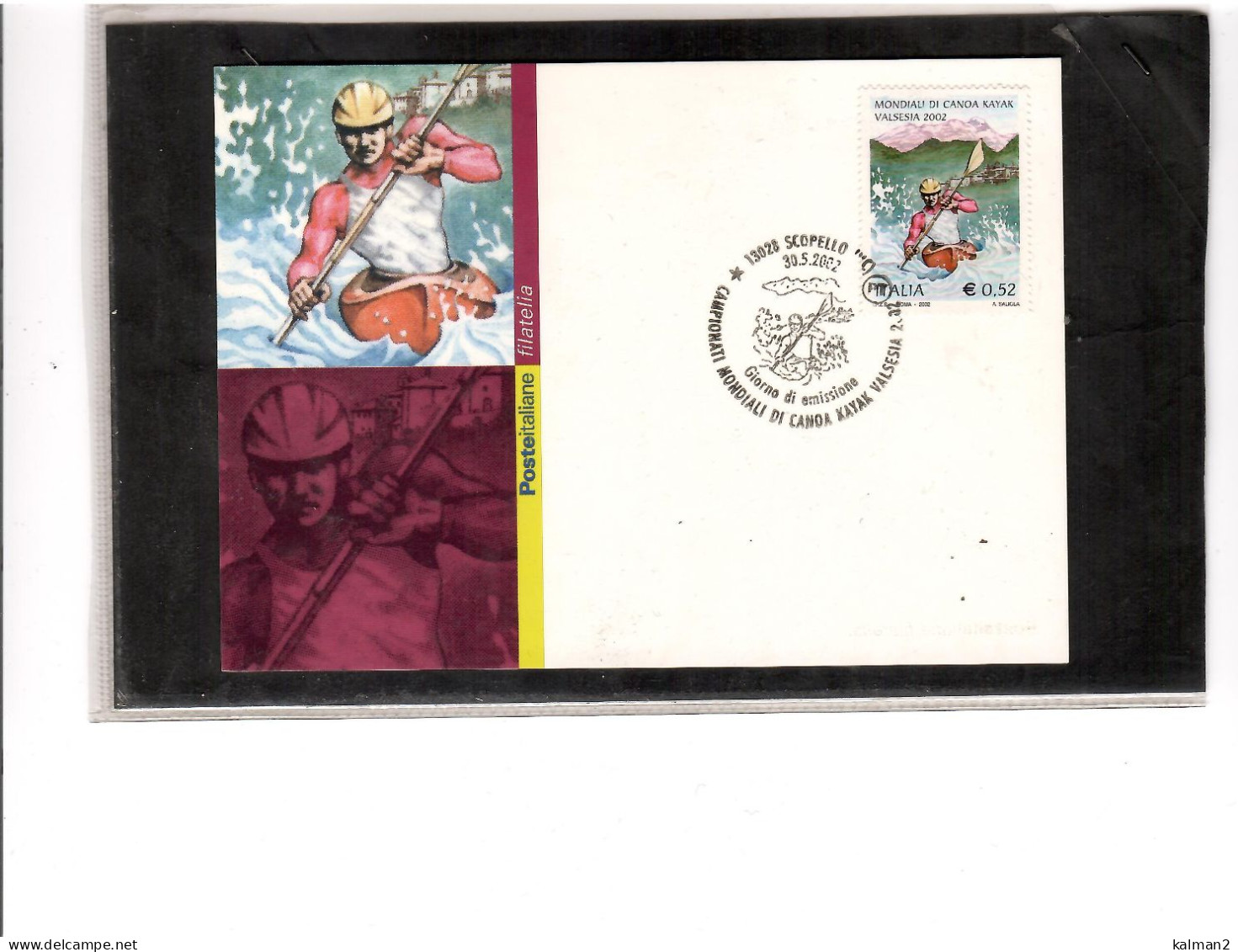 TEM19689  -  ASCOPELLO  30.5.2002  /  FDC  CAMPIONATI MONDIALI DI CANOA KAYAK  VALSESIA - Canoa