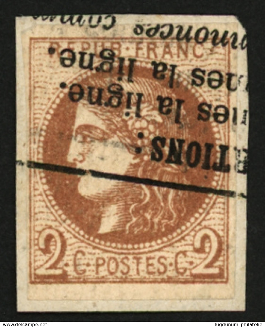 2c BORDEAUX (n°40B) TB Margés Obl. TYPO. Sur Fragment. Cote 400€. Signé SCHELLER. TB. - 1870 Emisión De Bordeaux