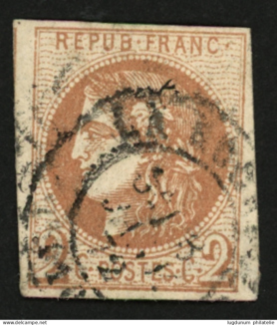 2c BORDEAUX (n°40B) Brun Rouge Clair Obl. Cachet à Date. Signé SCHELLER. TB. - 1870 Ausgabe Bordeaux