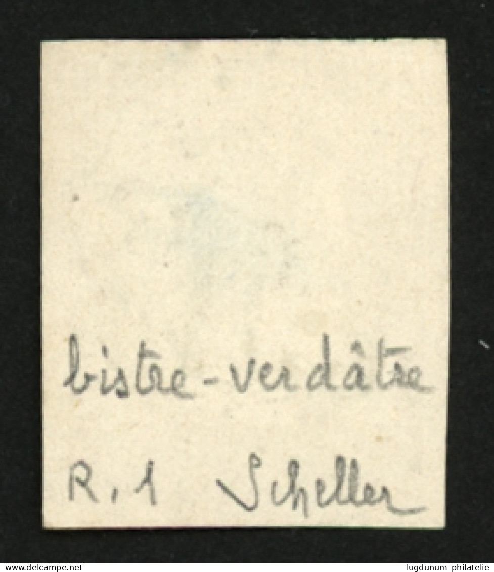 10c BORDEAUX Bistre-Verdâtre (n°43b) Obl. GC 1638. Cote 700€. Signé SCHELLER. Superbe. - 1870 Emission De Bordeaux