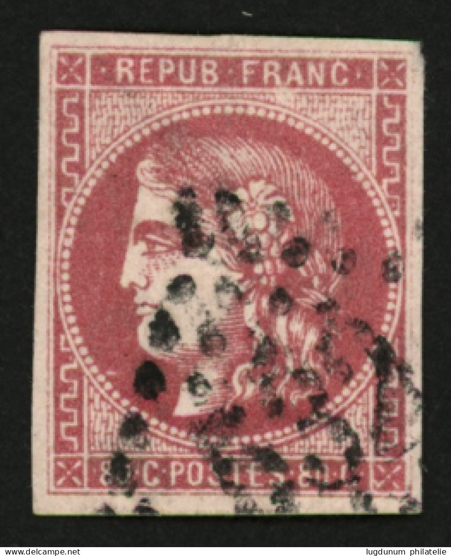 80c BORDEAUX (n°49) TB Margé Obl. GC 532. Signé DILLEMANN + SCHELLER. TB. - 1870 Bordeaux Printing