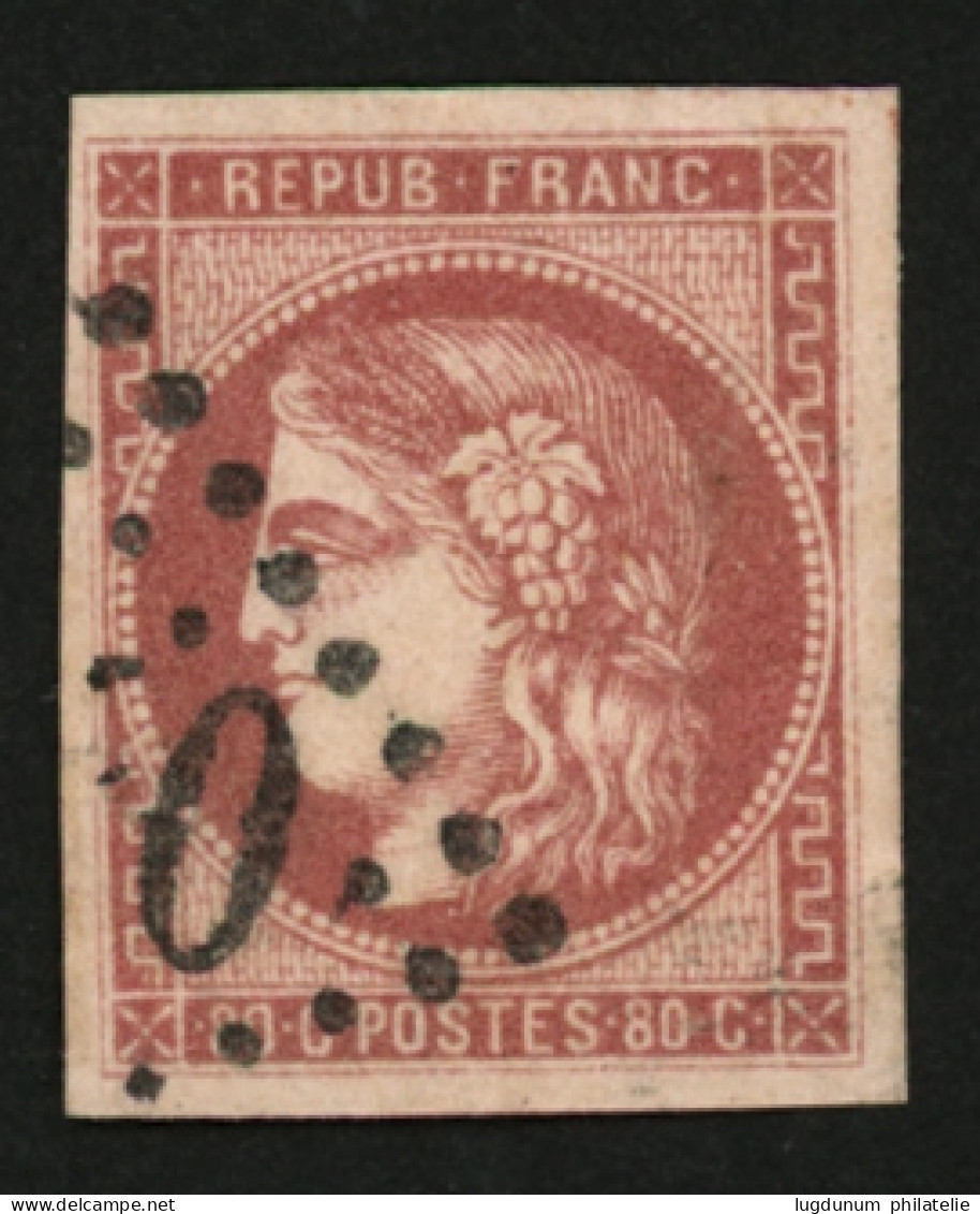 80c BORDEAUX Nuance GROSEILLE (n°49d) TTB Margé Obl. GC. Cote 1320€. Signé SCHELLER. Superbe. - 1870 Uitgave Van Bordeaux