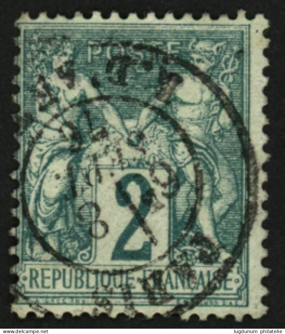 2c Sage Type I (n°62) Obl. PARIS. Cote 340€. TB. - 1876-1898 Sage (Type II)