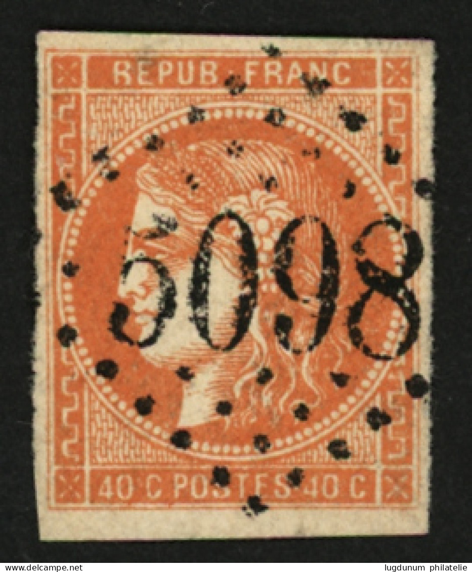 SMYRNE : 40c BORDEAUX (n°48) TTB Margé Obl. GC 5098. Cote 250€. TTB. - 1849-1876: Période Classique